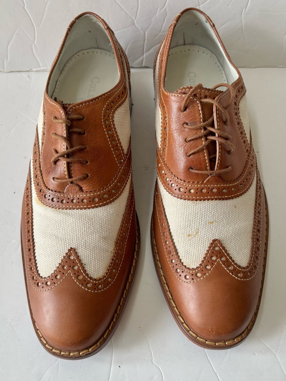 Cole Haan Brown and Cream Wingtip Brogue Oxfords